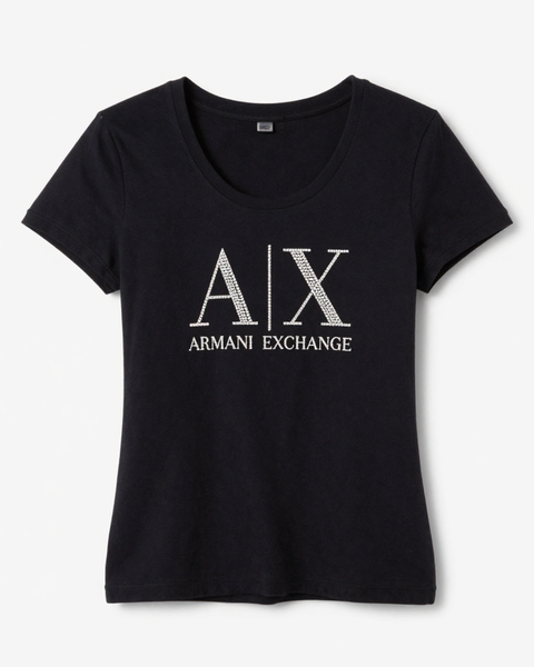 Armani Exchange Women's Short Sleeve T-Shirt Black/Embellished