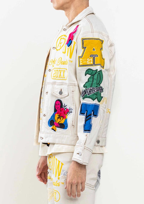 Art Dealer Graphic Nostalgic Fit Trucker Jacket-Jacket-First Row-S-L.KHAKI-Urbanheer