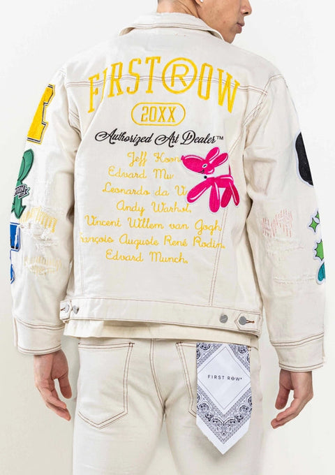 Art Dealer Graphic Nostalgic Fit Trucker Jacket-Jacket-First Row-S-L.KHAKI-Urbanheer