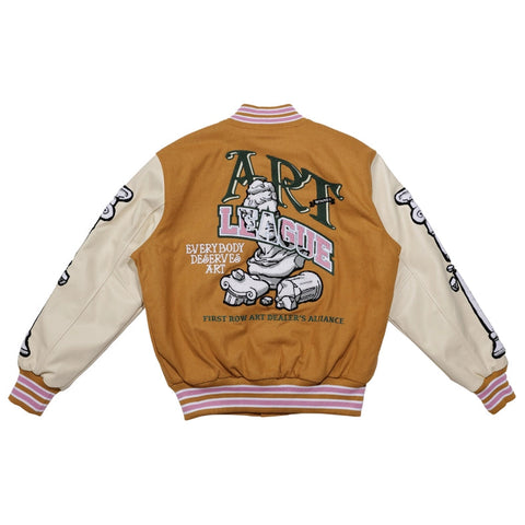 Art League Multi Patches Varsity Jacket Men-Jacket-First Row-S-Mustard-Urbanheer
