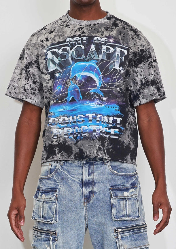 Art of Escape Dolphins Cropped Tee Black-Tee-First Row-S-Black-Urbanheer