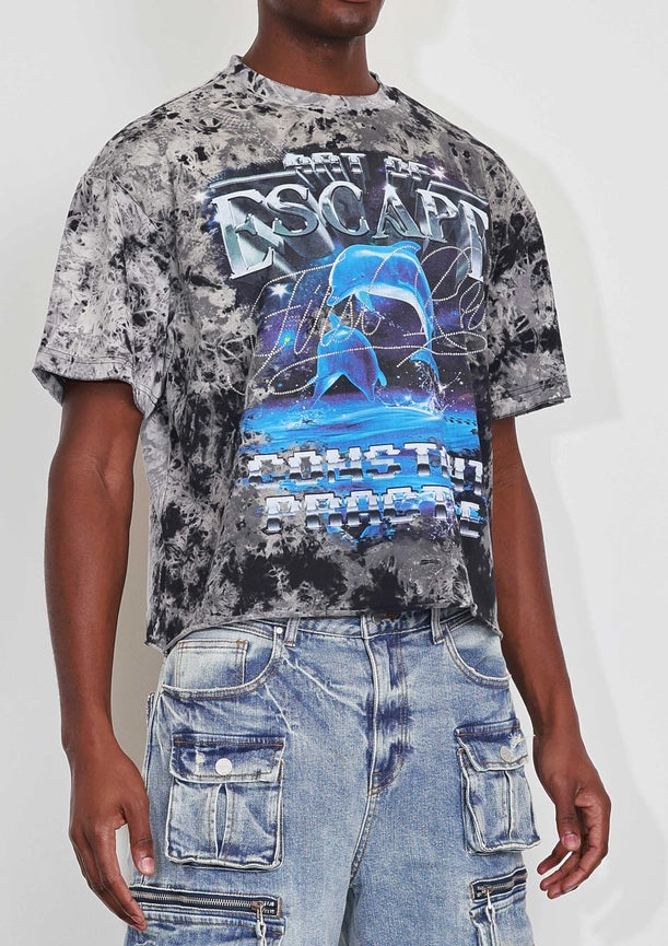 Art of Escape Dolphins Cropped Tee Black-Tee-First Row-S-Black-Urbanheer