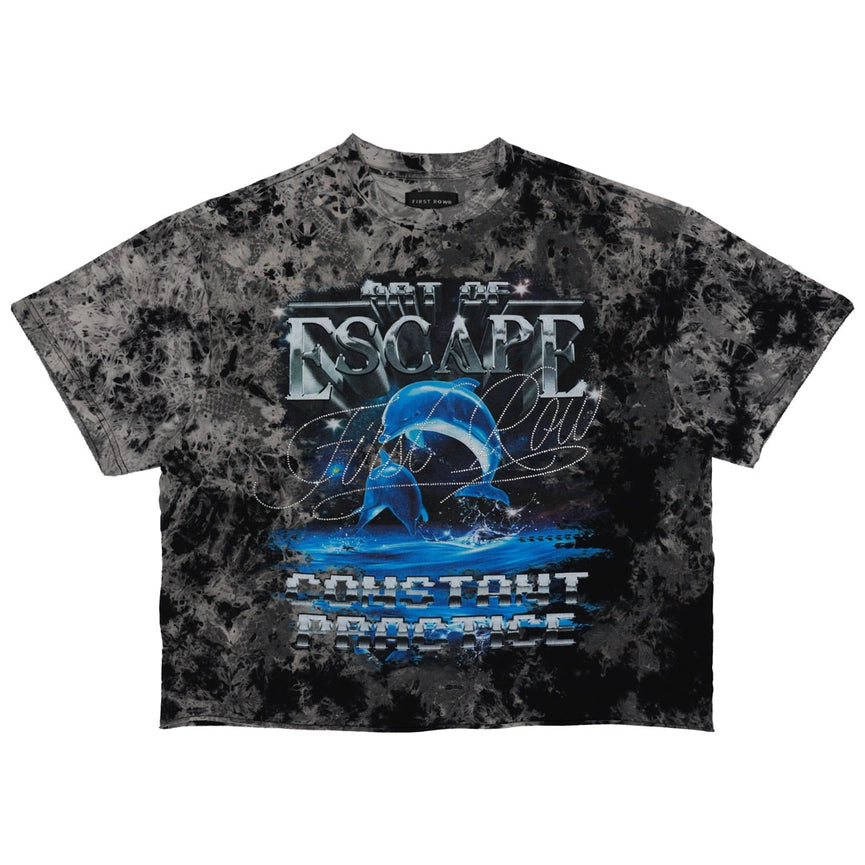 Art of Escape Dolphins Cropped Tee Black-Tee-First Row-S-Black-Urbanheer