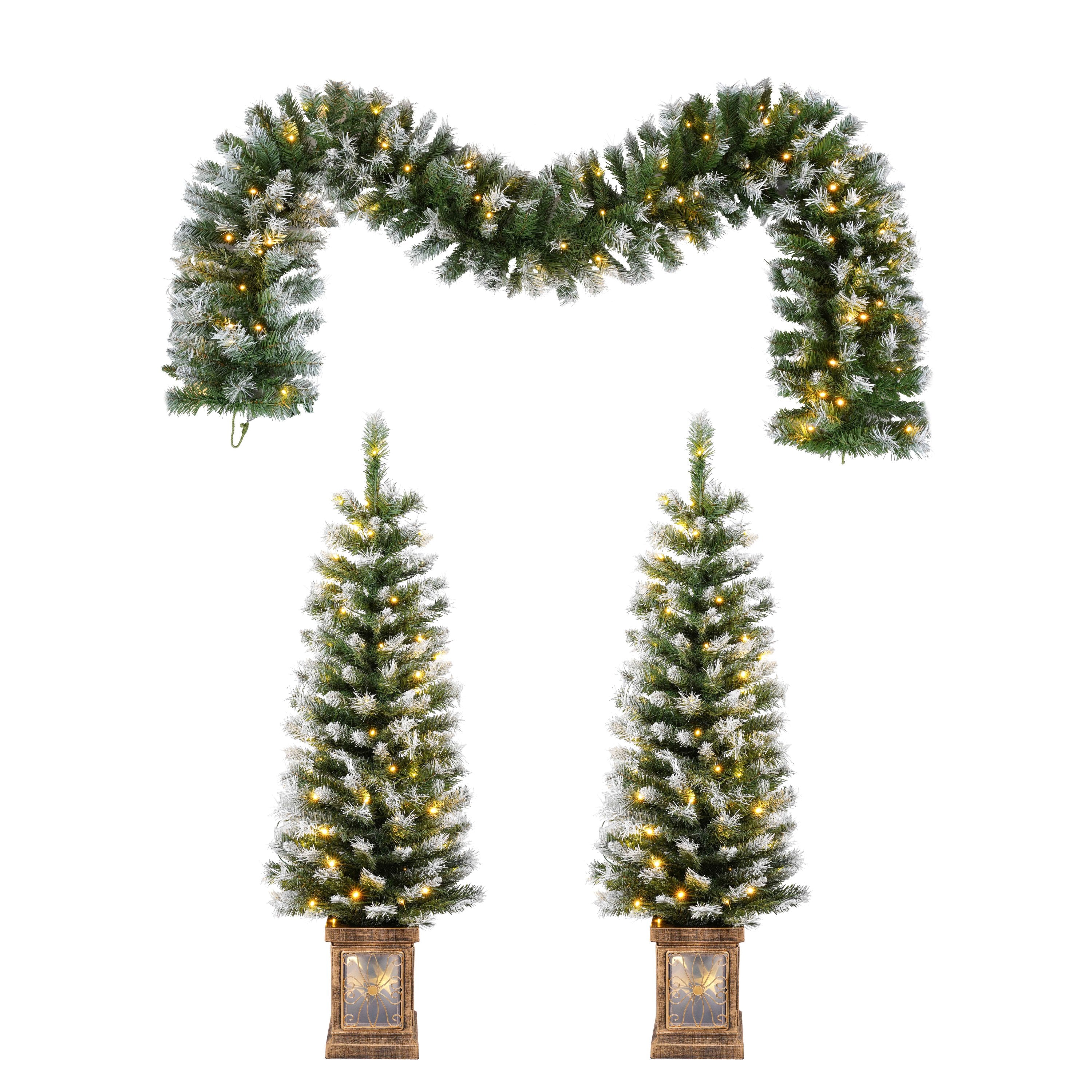 Artificial Christmas 3-Piece Set Wreath and 2