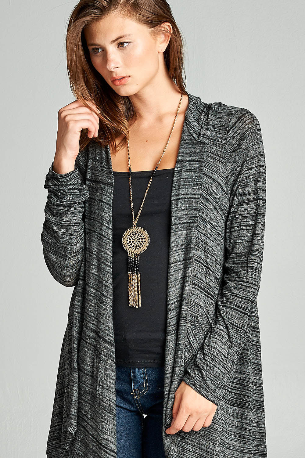 Asymmetric Cardigan Sweater Hoodie with Pockets-Sweaters-Reneecollection-Urbanheer