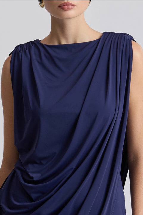 Asymmetric Drape Jersey Mini Dress