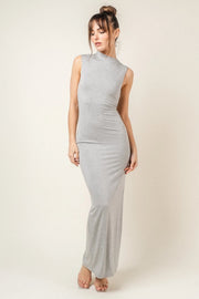 Asymmetric Neck Drape Maxi Dress H. Grey-Dress-Fore Collection-S-H. GREY-Urbanheer