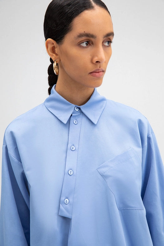 Asymmetric Poplin Tunic-TUNIC-Touché-S-Blue-Urbanheer