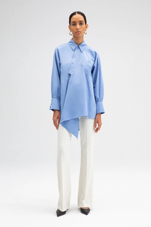 Asymmetric Poplin Tunic-TUNIC-Touché-S-Blue-Urbanheer
