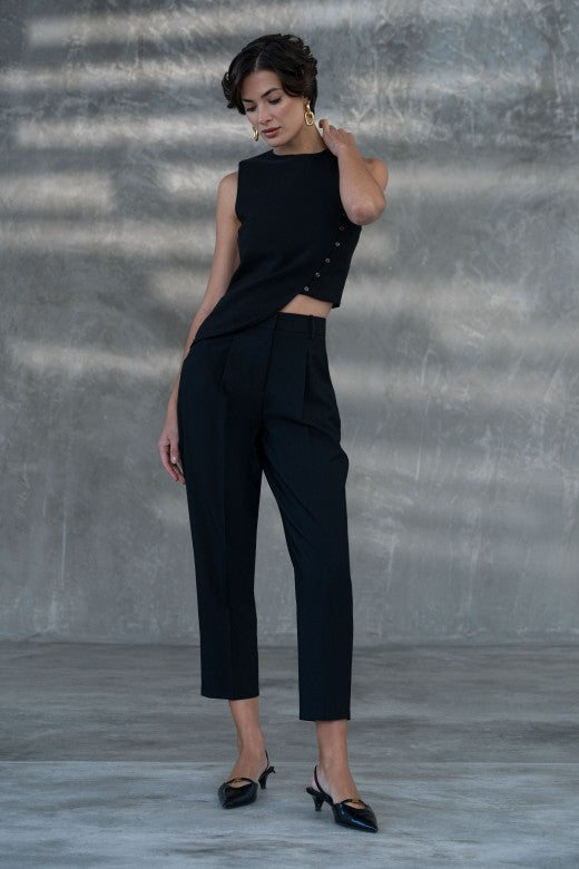 Asymmetric Vest with Buttons Black-Vest-FERRACHE-S-Black-Urbanheer