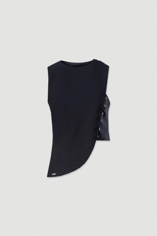 Asymmetric Vest with Buttons Black-Vest-FERRACHE-S-Black-Urbanheer