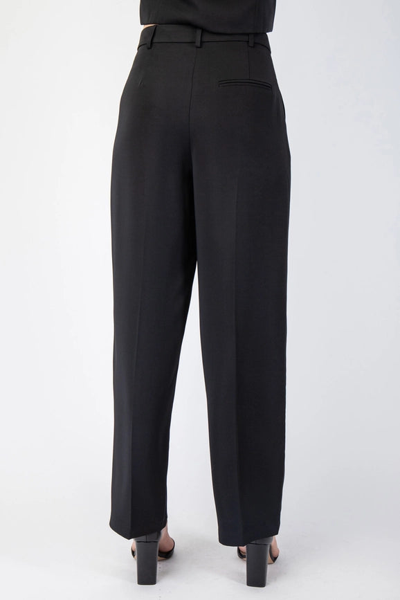Asymmetric Wrap Front Woven Pants BLK-Pants-Edit by Nine-S-Urbanheer