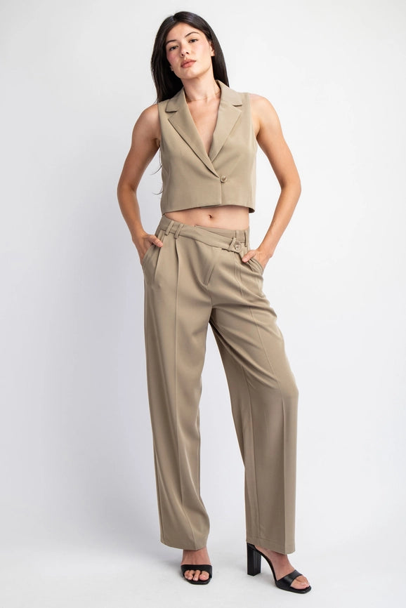 Asymmetric Wrap Front Woven Pants KHAKI TAUPE-Pants-Edit by Nine-S-Urbanheer