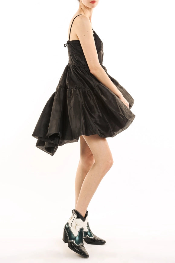 Asymmetrical Hem Adjustable Spaghetti Midi Dress-Dress-Beulah Style-S-Black-Urbanheer