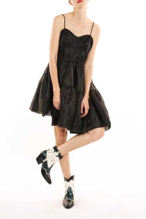 Asymmetrical Hem Adjustable Spaghetti Midi Dress-Dress-Beulah Style-S-Black-Urbanheer