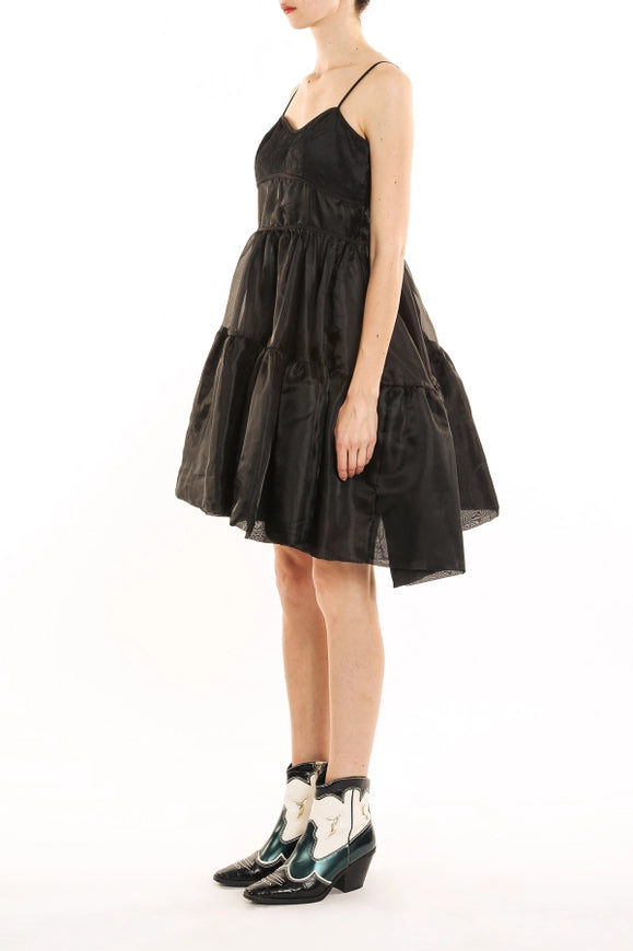 Asymmetrical Hem Adjustable Spaghetti Midi Dress-Dress-Beulah Style-S-Black-Urbanheer