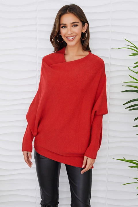 Asymmetrical Sweater RED-Sweater-MILIO MILANO-S/M-Urbanheer