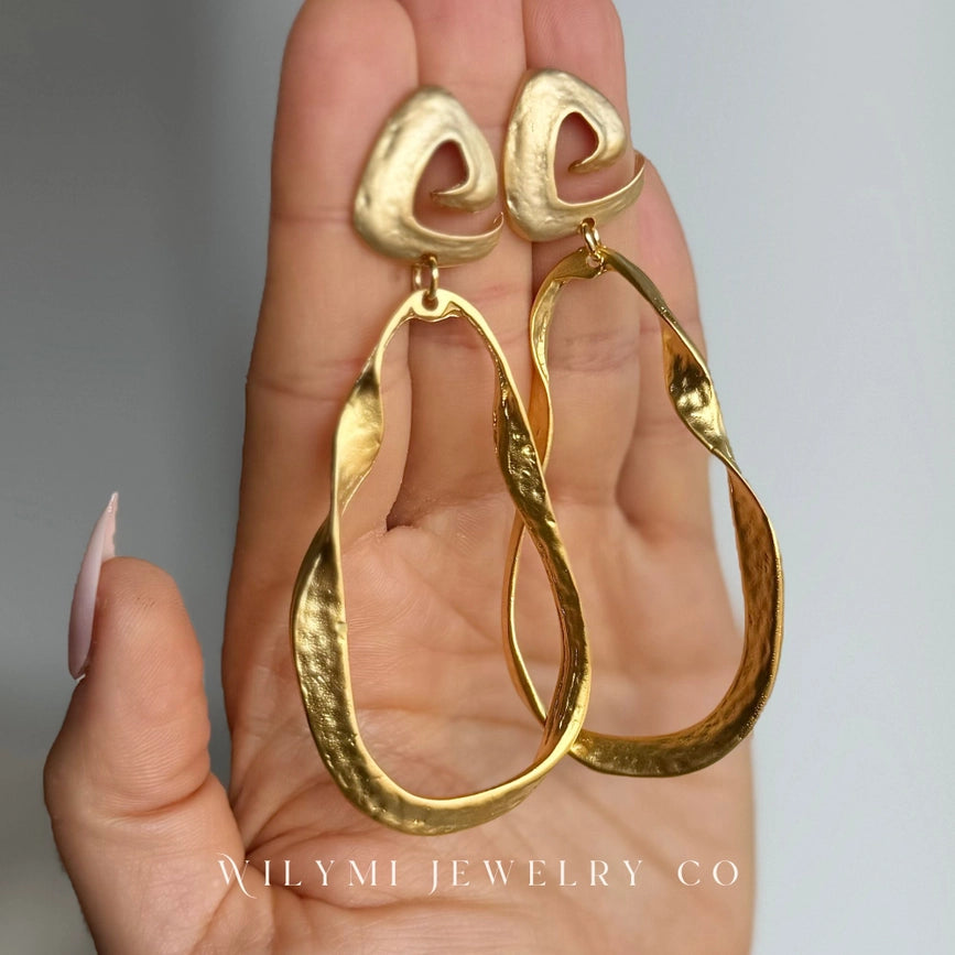 Athena Swirl Top Hoop Earrings | 24K Gf I Lightweight-Earrings-WILYMI Jewelry Co-3.5 in (8.9 cm)-Urbanheer
