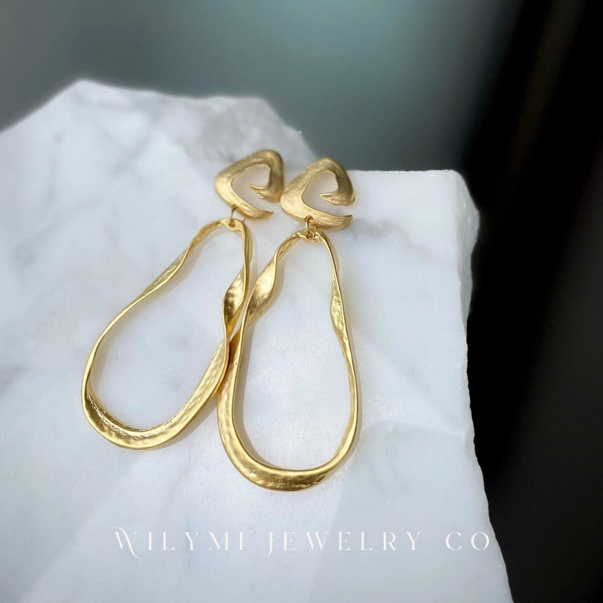 Athena Swirl Top Hoop Earrings | 24K Gf I Lightweight-Earrings-WILYMI Jewelry Co-3.5 in (8.9 cm)-Urbanheer