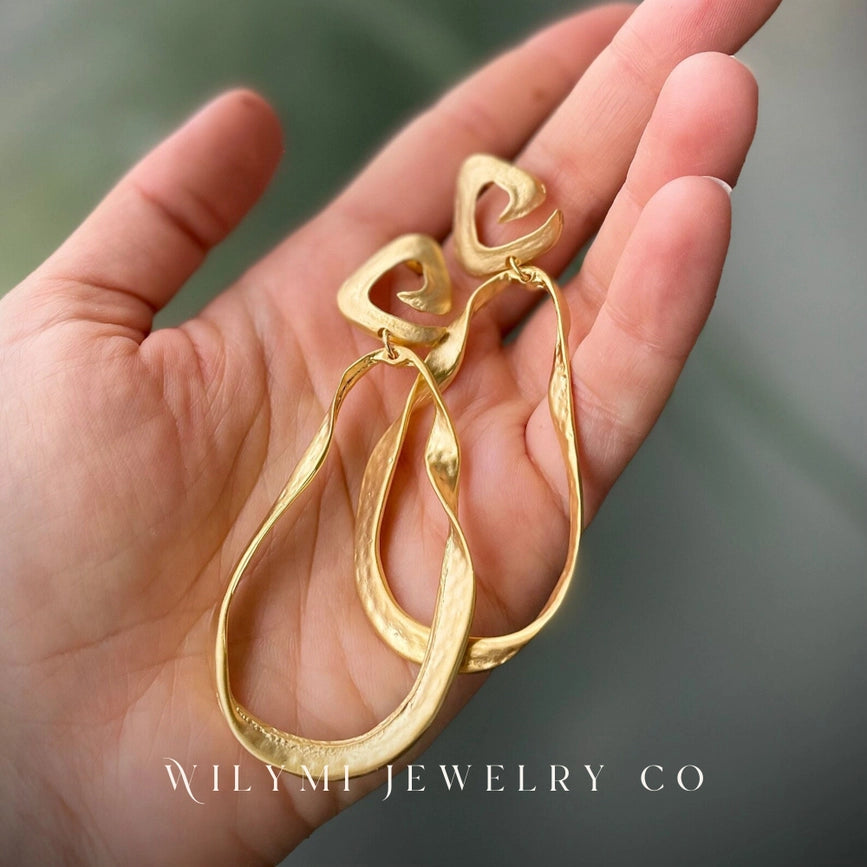 Athena Swirl Top Hoop Earrings | 24K Gf I Lightweight-Earrings-WILYMI Jewelry Co-3.5 in (8.9 cm)-Urbanheer
