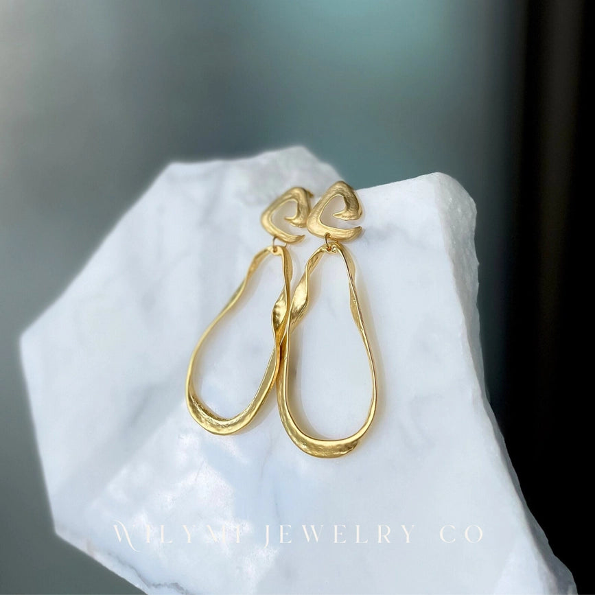 Athena Swirl Top Hoop Earrings | 24K Gf I Lightweight-Earrings-WILYMI Jewelry Co-3.5 in (8.9 cm)-Urbanheer