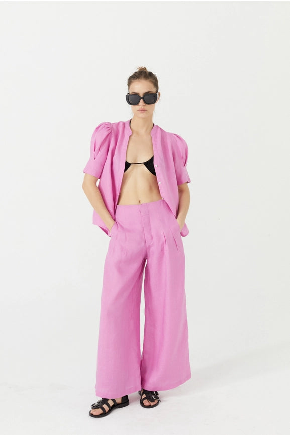 Athina Linen Shirt - Petunia Pink-Shirt-Lanhtropy-XS-Petunia Pink-Urbanheer
