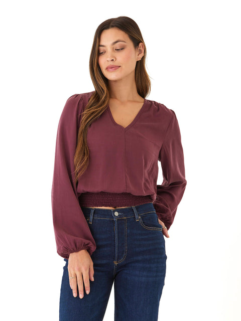 Aubree Eco Woven Smocked Waist Blouse