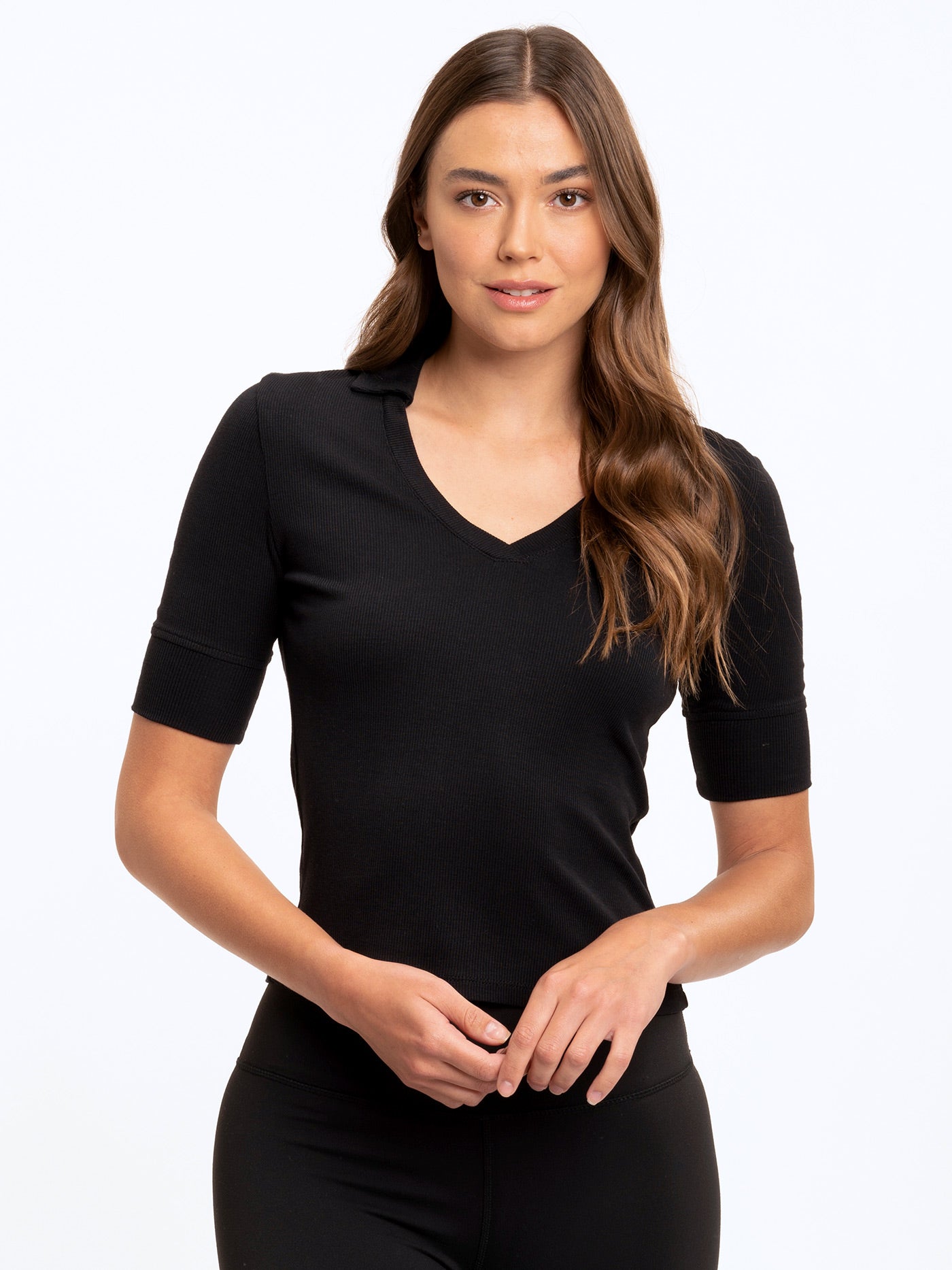 Aubrey Collared Rib V-Neck
