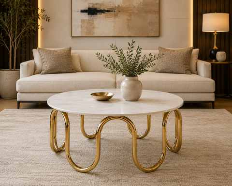 Aurelia Loop Marble & Steel Coffee Table