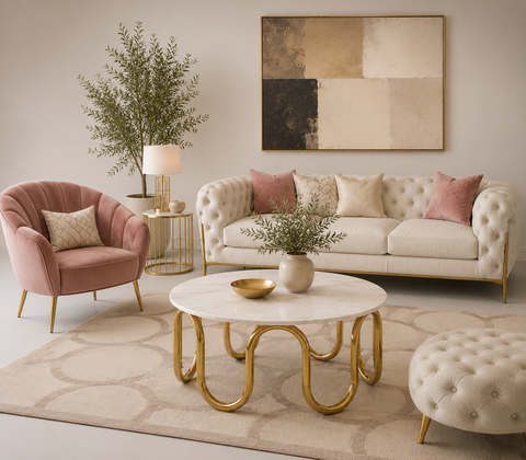 Aurelia Loop Marble & Steel Coffee Table