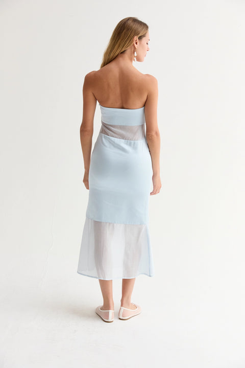 Austin Satin Mixed Media Tube Dress