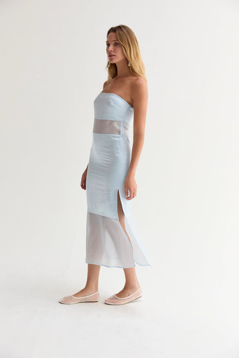 Austin Satin Mixed Media Tube Dress
