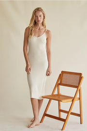 Avery Ribbed Tank Midi Dress IVORY-Dress-Crescent-XS-IVORY-Urbanheer