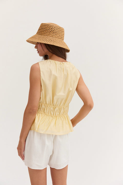 Avril Tencel Blend Ruched Sleeveless Blouse