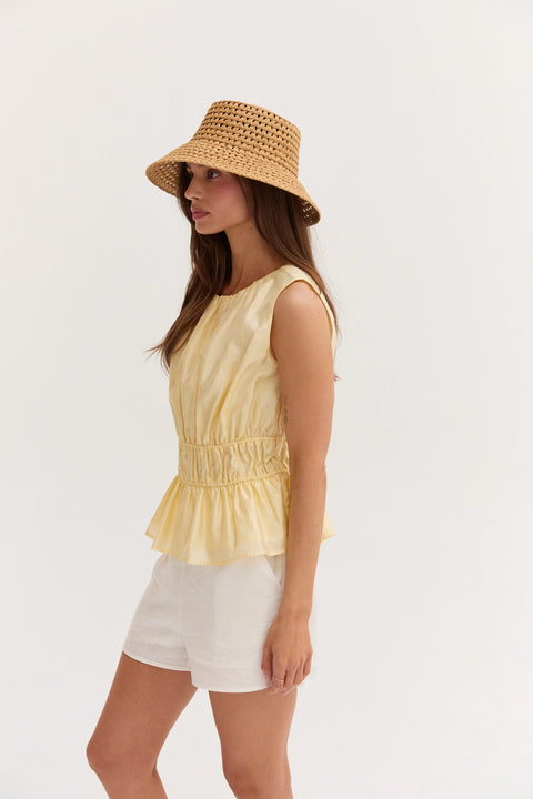 Avril Tencel Blend Ruched Sleeveless Blouse
