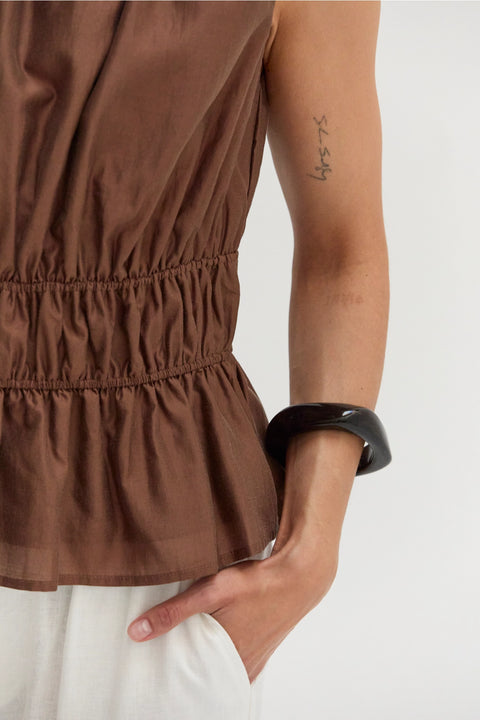 Avril Tencel Blend Ruched Sleeveless Blouse