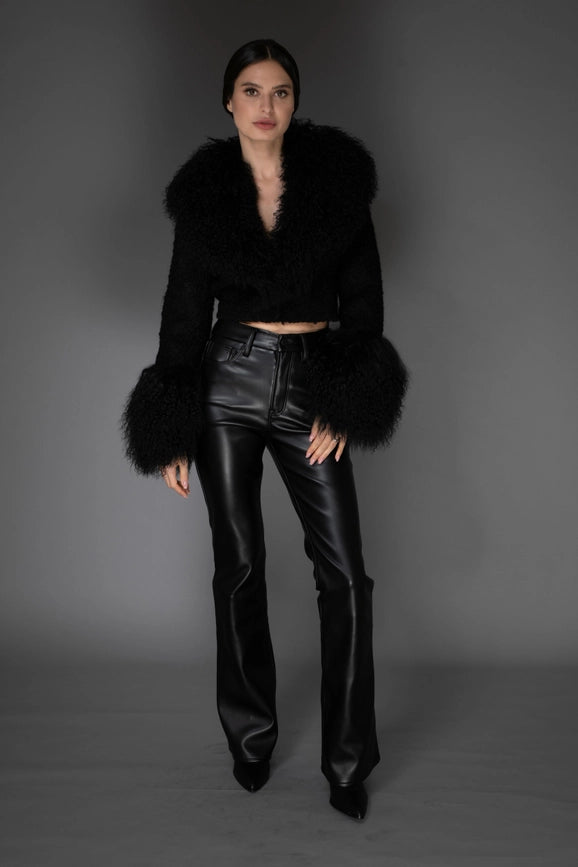 Aw - Black Cropped Mongolian Shearling Coat-Coats-Nuvula-S-Urbanheer