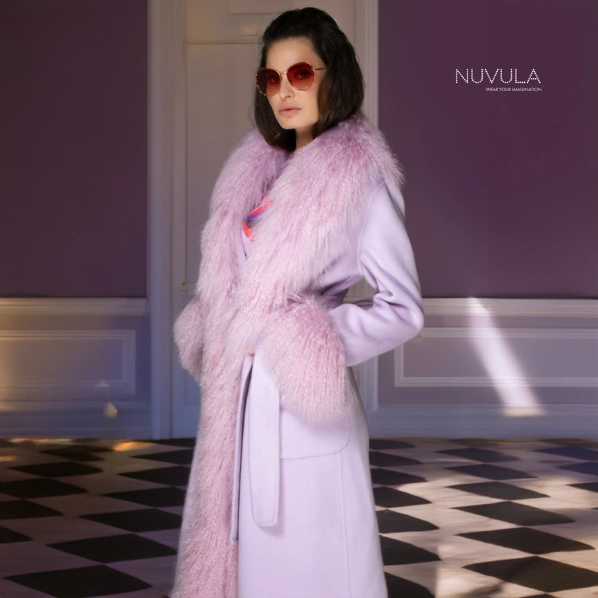 Aw Coat - Light Purple Cashmere & Mongolian Shearling Coat-Coat-Nuvula-S-Urbanheer