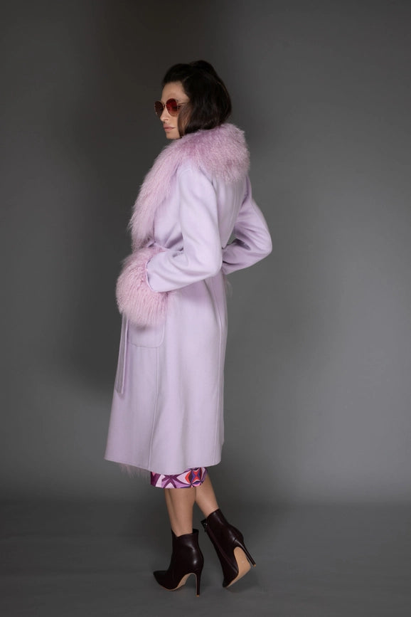 Aw Coat - Light Purple Cashmere & Mongolian Shearling Coat-Coat-Nuvula-S-Urbanheer