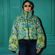 Aw Jacket - Mint Green Floral Printed Puffer-Jacket-Nuvula-S-Urbanheer