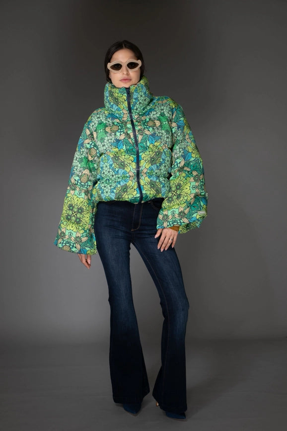 Aw Jacket - Mint Green Floral Printed Puffer-Jacket-Nuvula-S-Urbanheer