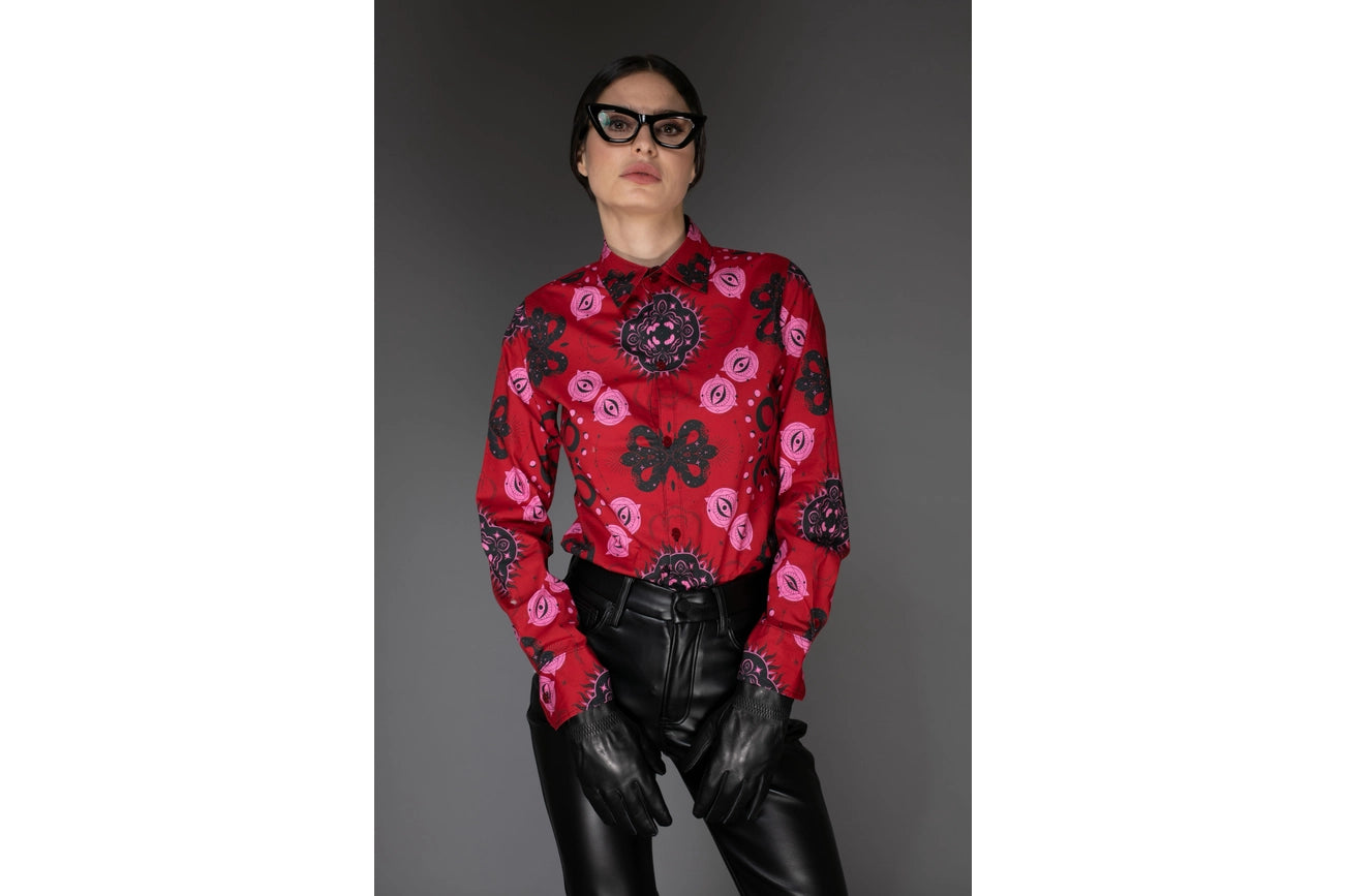 Aw - Mystic Print Red Cotton Shirt-Shirt-Nuvula-XS-Multi-Urbanheer