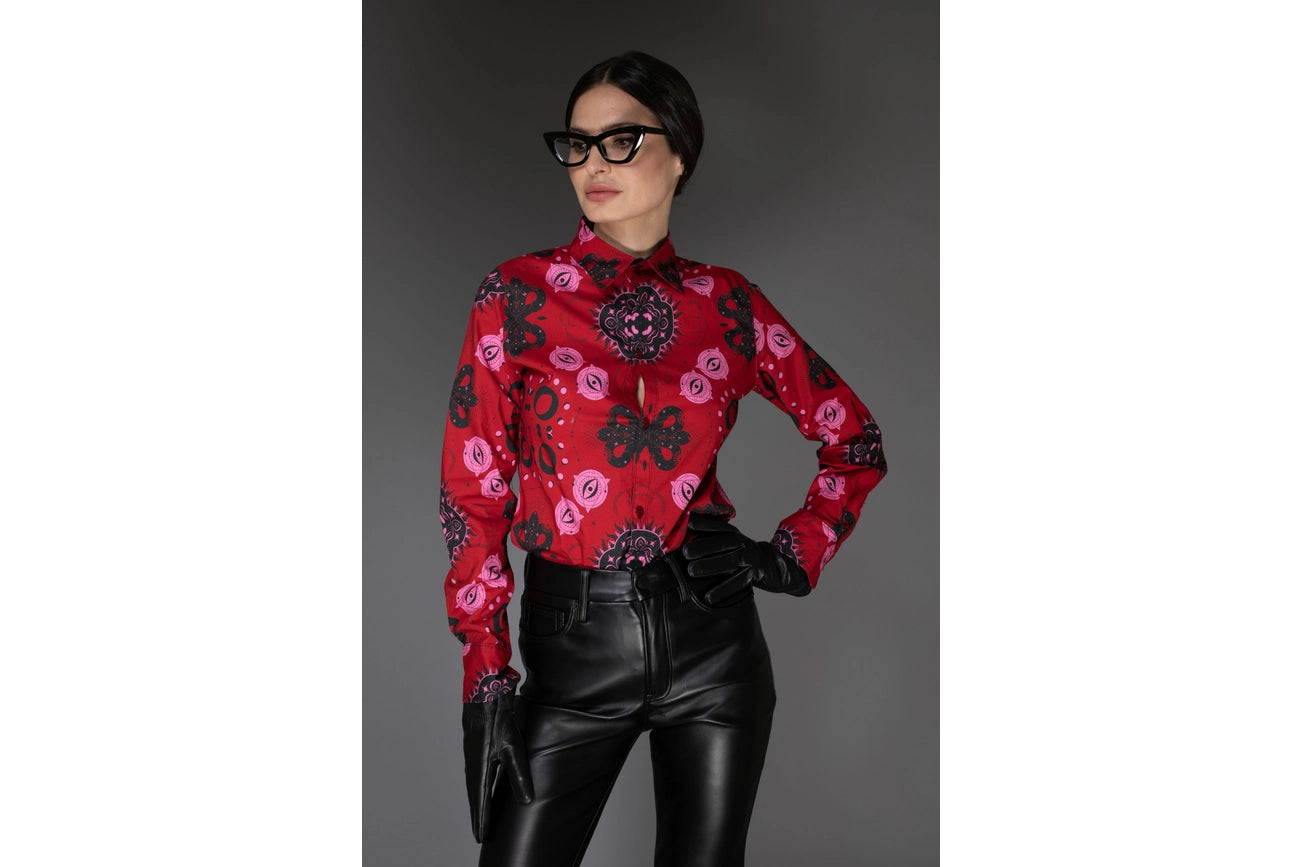 Aw - Mystic Print Red Cotton Shirt-Shirt-Nuvula-XS-Multi-Urbanheer