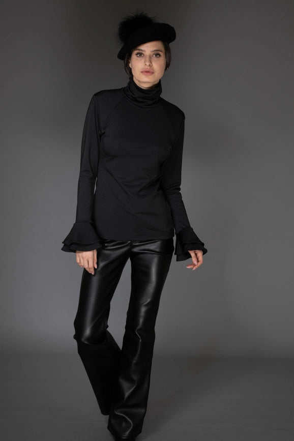 Aw Ruffle Top - Solid Black Long-Sleeve-Top-Nuvula-XS-Black-Urbanheer
