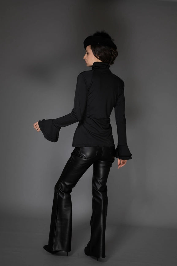 Aw Ruffle Top - Solid Black Long-Sleeve-Top-Nuvula-XS-Black-Urbanheer