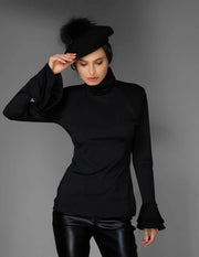 Aw Ruffle Top - Solid Black Long-Sleeve-Top-Nuvula-XS-Black-Urbanheer