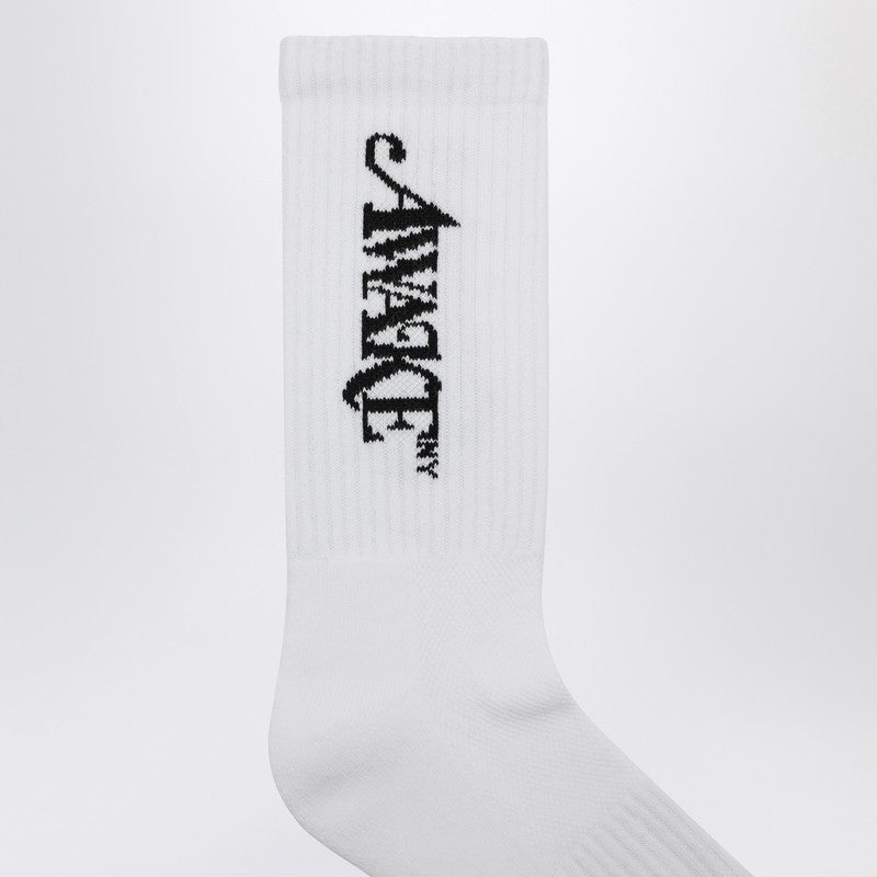 Awake NY White cotton socks with logo-Beachwear & underwear-Awake NY-UNI-Urbanheer