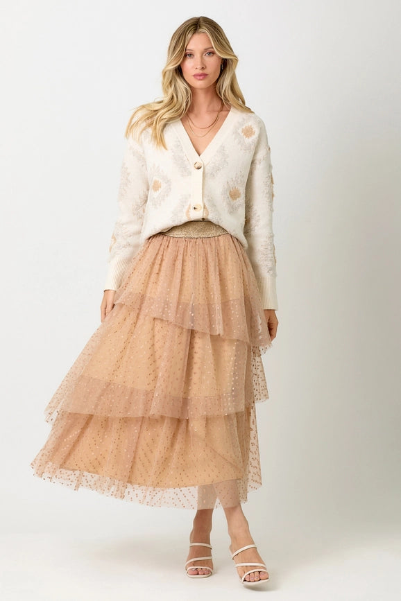 Aztec Pattern Button Down Cardigan Ivory Mix-Cardigan-Mystree-S-Ivory Mix-Urbanheer