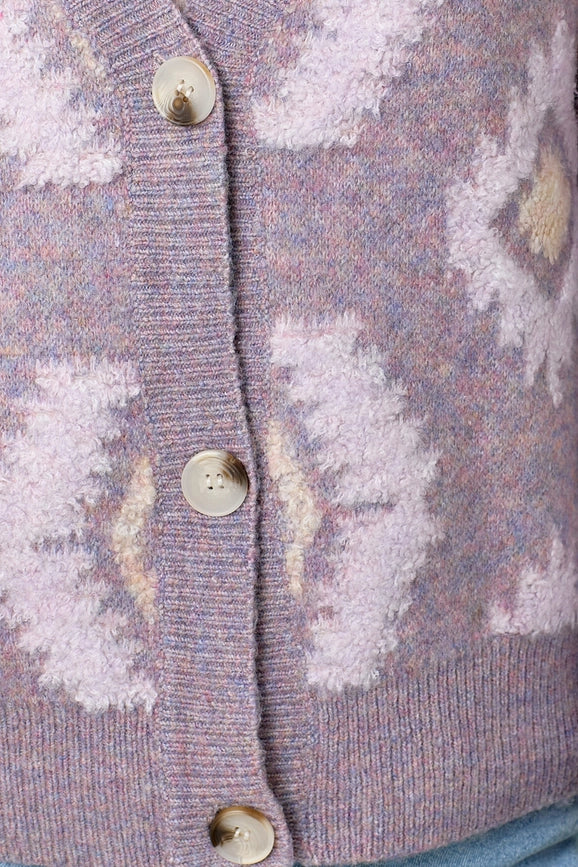 Aztec Pattern Button Down Cardigan Lavender Mix-Cardigan-Mystree-S-Lavender Mix-Urbanheer