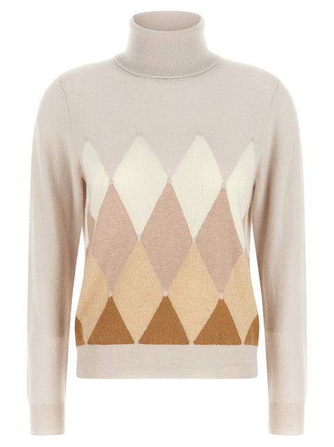 Ballantyne New Diamond Turtleneck Sweater With Diamond Intarsia